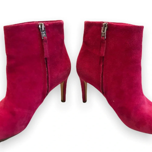 Sam Edelman Colorful Bold Hot Pink Suede Pointed Toe Ankle Booties Women's 6 - Picture 5 of 11